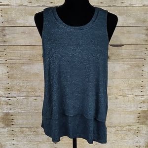 Splendid Layered Tank With Faux Leather Trim